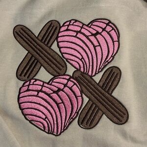 Mexican Conchas & Churros Sweatshirt with Pink and Brown Heart Design